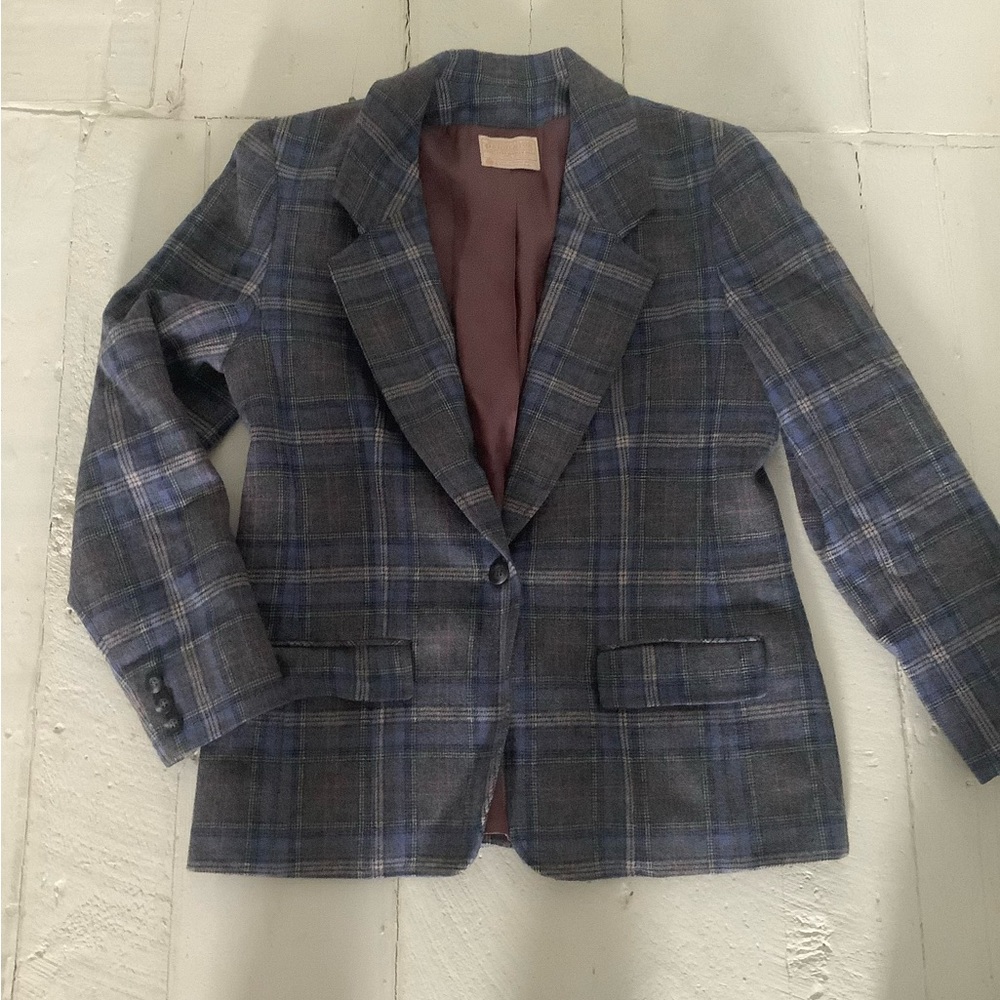 Pendleton virgin wool blazer vintage s m l plaid